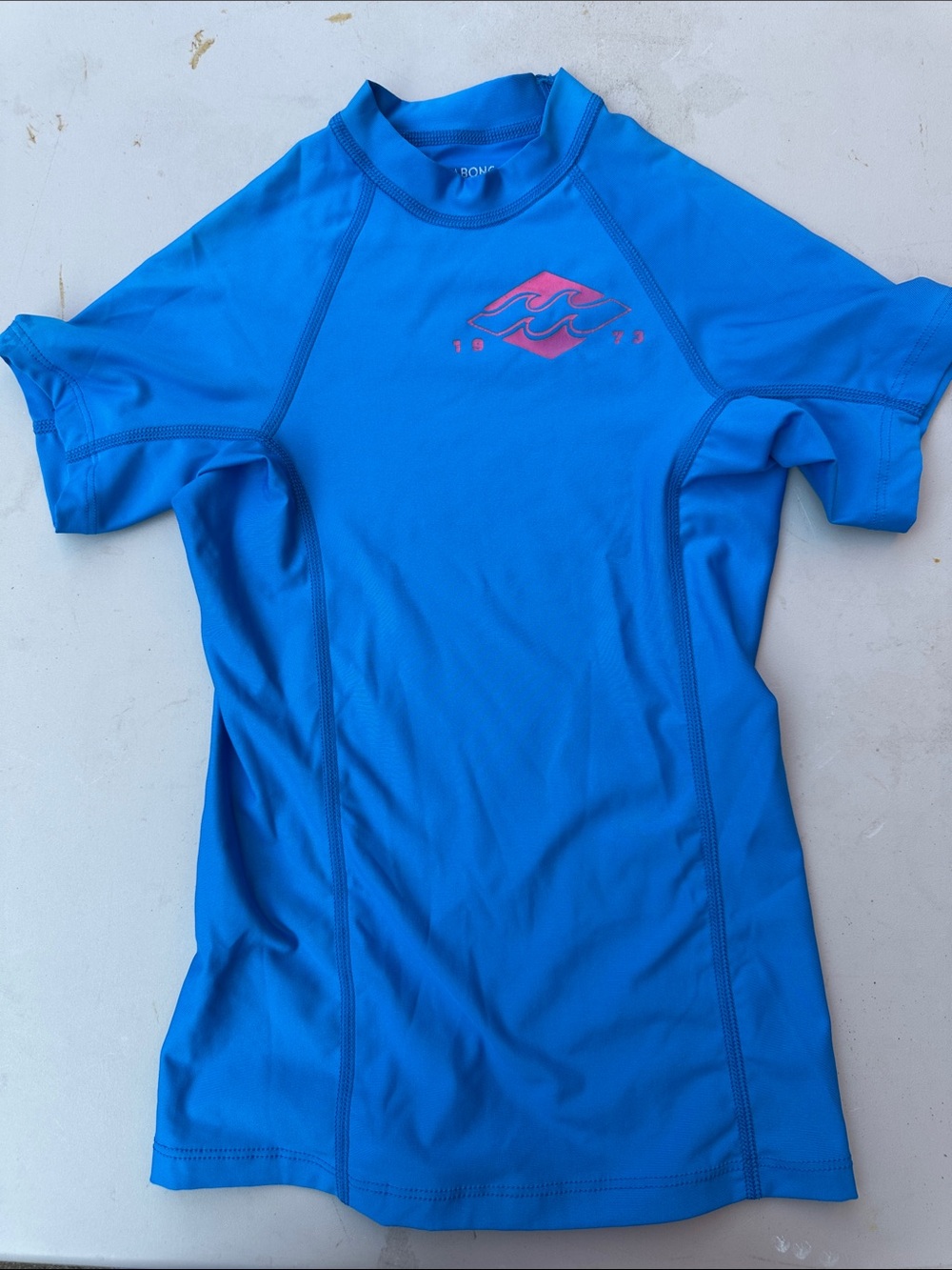 Billabong Bright Blue Short-Sleeve Rash Guard with White Logo